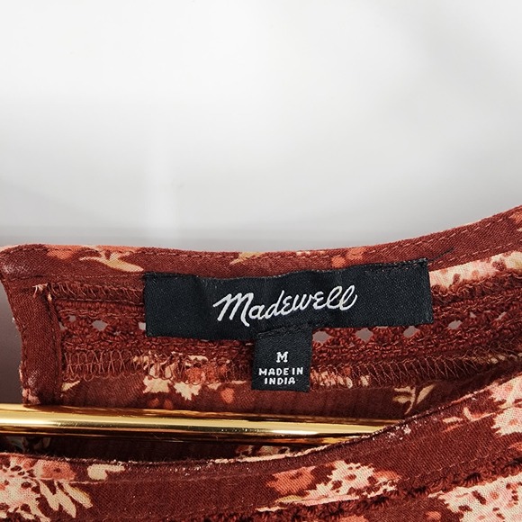 MADEWELL Ladder-Trim Ruffle Top in Homestead Bouquet Floral Cottagecore M - Picture 3 of 6